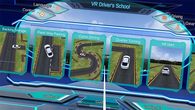 Tham gia các bài thi sát hạch lái xe theo cấp độ từ cơ bản đến phức tạp trong VR Driver School game