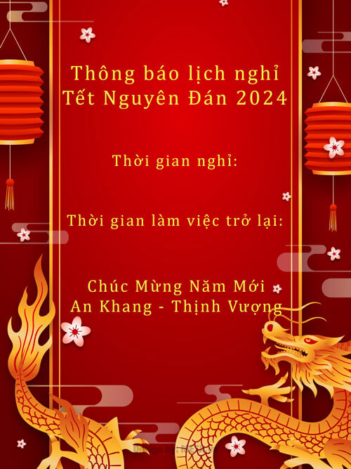 Thông báo nghỉ Tết An Khang - Thịnh Vượng