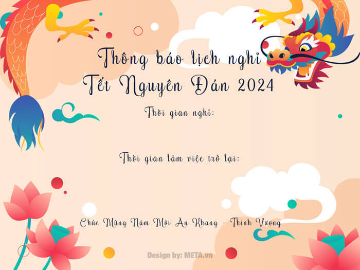 Banner nghỉ Tết Nguyên Đán 2024 ấn tượng