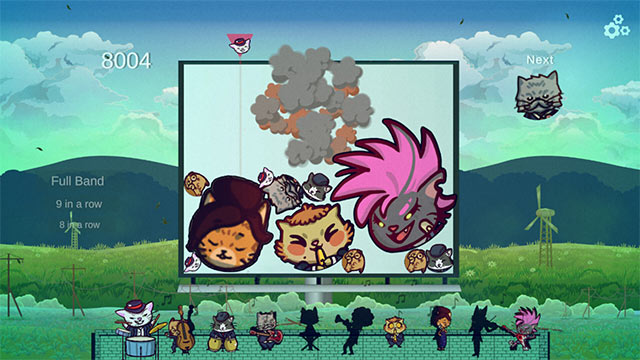 Game Roofcats Band - Suika Style sở hữu đồ họa hoạt hình đầy màu sắc, vui tươi